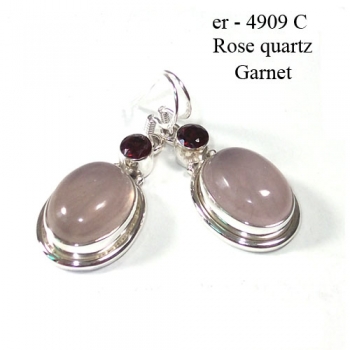 Casual wear pink rose quartz silver drop earrings